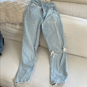 Light Blue Abercrombie ‘90s Ultra High Rise Distressed Women's Jeans